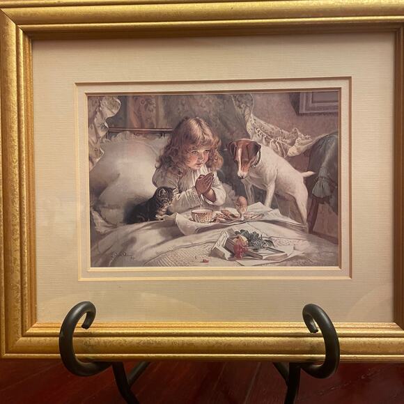 Vintage Charles Burton Barber Suspense Matted and Framed Art Painting 1894 - Picture 1 of 4